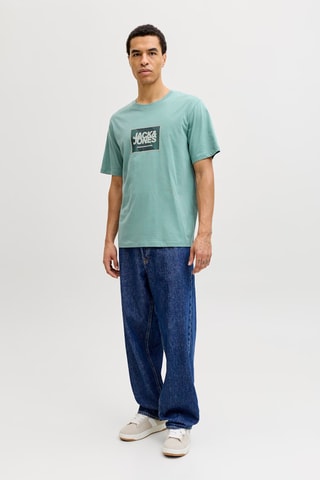 T-shirt regular em algodão biológico - Verde-água