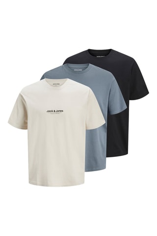 3 t-shirts relaxed - Preto e azul