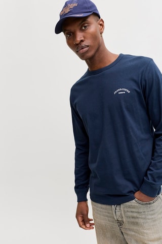 T-shirt regular em algodão biológico - Azul-marinho