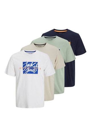4 t-shirts regular - Branco e bege