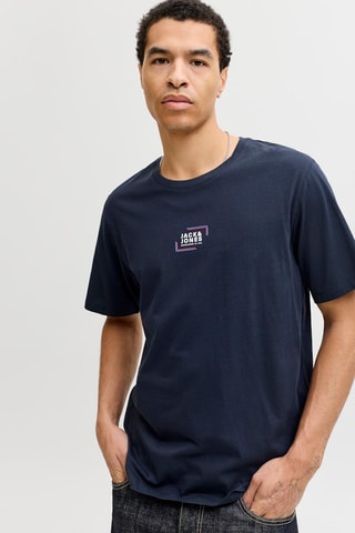 T-shirt regular em algodão biológico - Azul-marinho