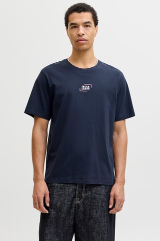 T-shirt regular em algodão biológico - Azul-marinho