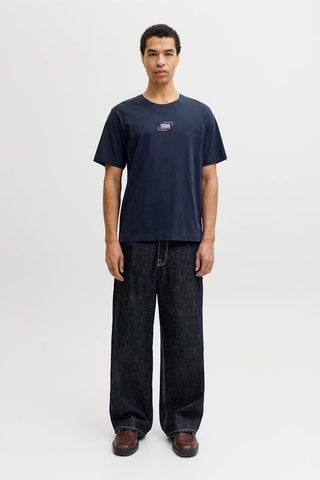 T-shirt regular em algodão biológico - Azul-marinho