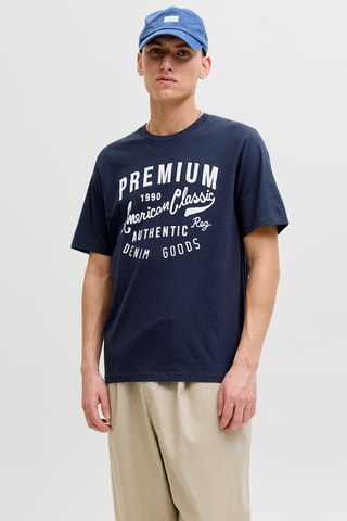 T-shirt regular em algodão biológico - Azul-marinho