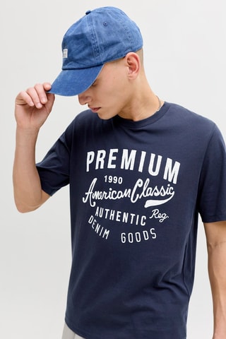 T-shirt regular em algodão biológico - Azul-marinho