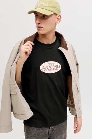 T-shirt regular em algodão biológico - Preto