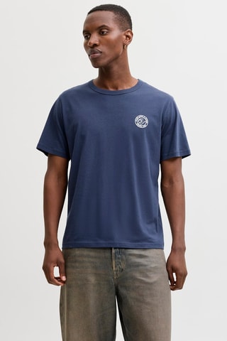 T-shirt relaxed em algodão biológico - Azul-marinho