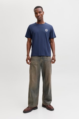 T-shirt relaxed em algodão biológico - Azul-marinho