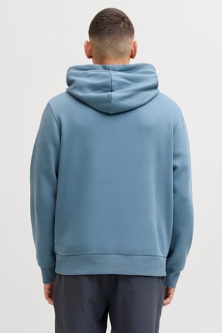Sweat regular em algodão biológico com capuz - Azul-cinza