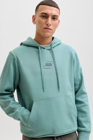 Sweat regular em algodão biológico com capuz - Verde-água