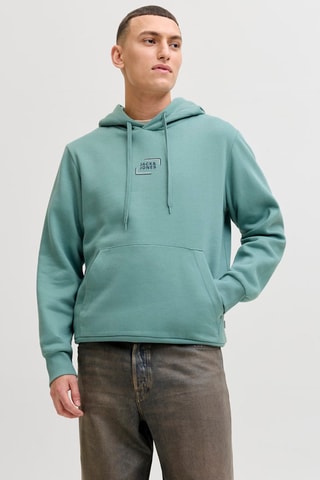 Sweat regular em algodão biológico com capuz - Verde-água