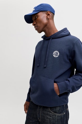 Sweat relaxed em algodão biológico misturado - Azul-marinho