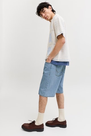 Bermudas baggy em ganga - Azul-claro