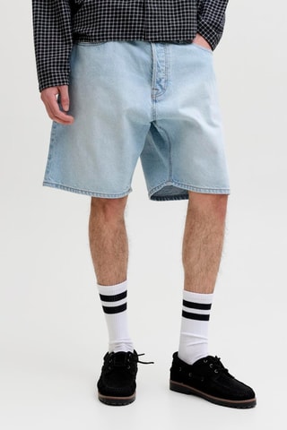 Bermudas relaxed em ganga - Azul-celeste