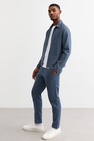Pantalón regular fit de lino - Azul