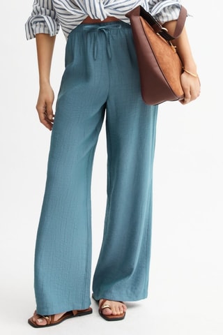 Pantalón wide leg de tiro alto - Azul