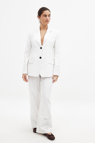 Pantalón wide leg de lino - Blanco