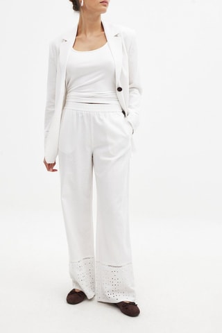 Pantalón wide leg de lino - Blanco