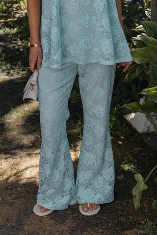 Pantalón flare de encaje - Azul claro