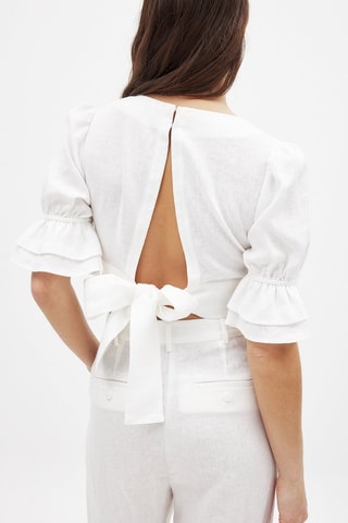 Crop top de lino - Blanco
