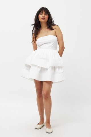 Vestido bustier con bordado inglés - Blanco