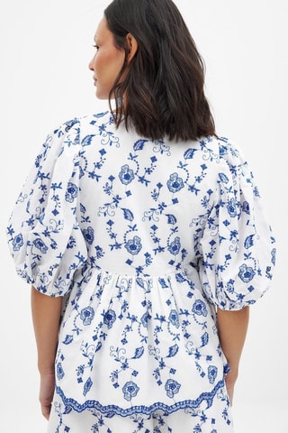 Camisa relaxed fit - Blanco y azul