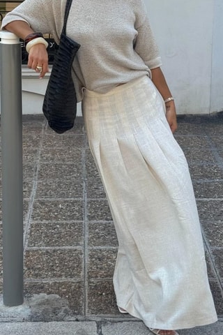 Falda plisada - Beige