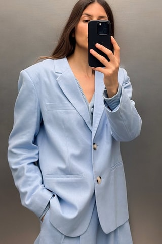 Blazer regular fit de lino - Azul claro