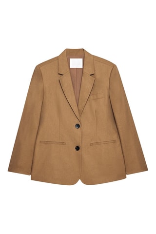 Blazer regular fit de lino - Beige oscuro