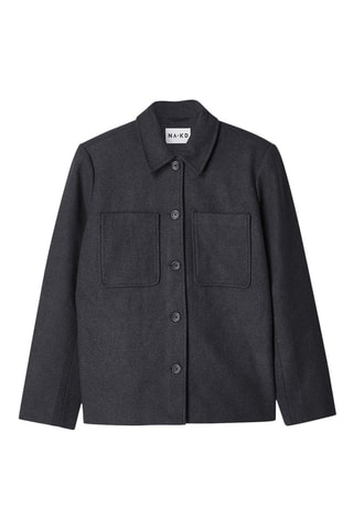 Chaqueta oversize de lana - Gris oscuro