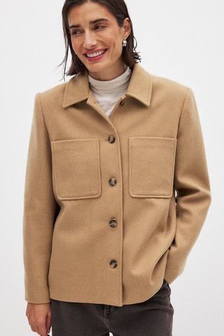 Chaqueta oversize de lana - Camel