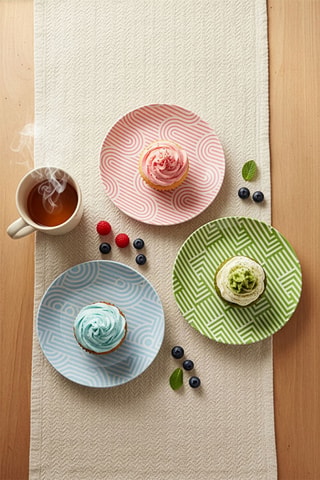 6 platos de postre de porcelana - 19 cm