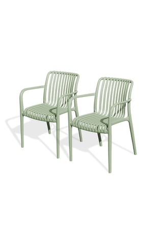 2 sillones de jardín apilables Tiago - Verde oliva