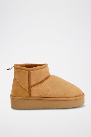 Gevoerde Platform Enkellaarzen - Camel