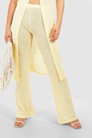 Broek Wide Legs Hoge Taille - Geel