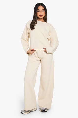 Broek Wide Legs Hoge Taille - Ecru