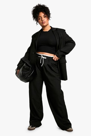 Broek Wide Legs Hoge Taille - Zwart