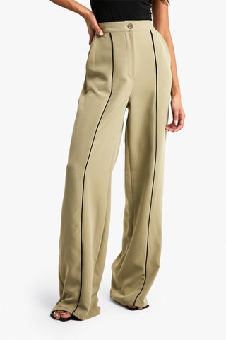 Broek Wide Legs Hoge Taille - Kaki