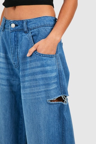 Jeans wide legs a vita alta - Cobalto