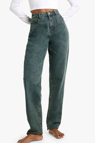 Jeans straight a vita alta - Blu