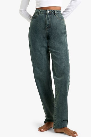 Jeans straight a vita alta - Blu
