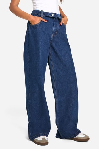 Jeans Wide Legs met Hoge Taille - Indigoblauw