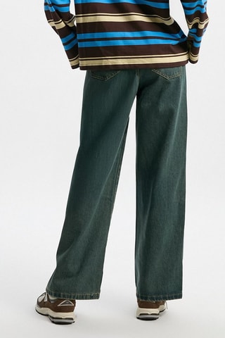 Jeans wide legs premaman a vita alta - Verde scuro