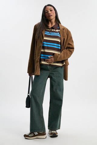 Jeans wide legs premaman a vita alta - Verde scuro