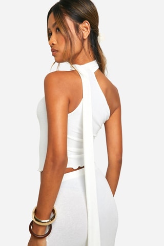 Asymmetrische Crop Top - Wit
