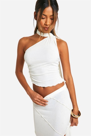 Asymmetrische Crop Top - Wit