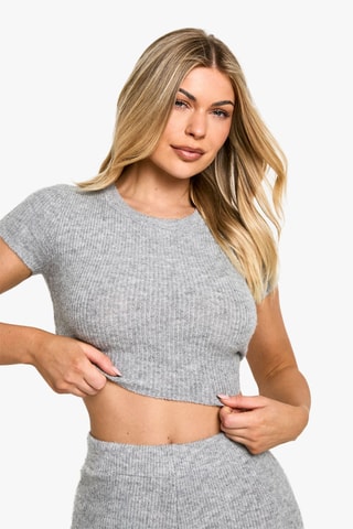 Crop Top - Gemêleerd Lichtgrijs