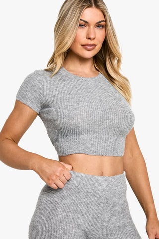 Crop Top - Gemêleerd Lichtgrijs