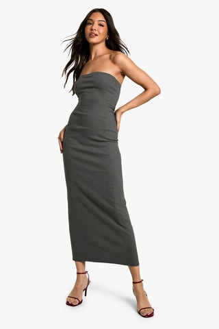 Strapless Jurk - Donkergrijs