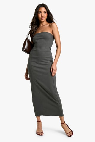 Strapless Jurk - Donkergrijs